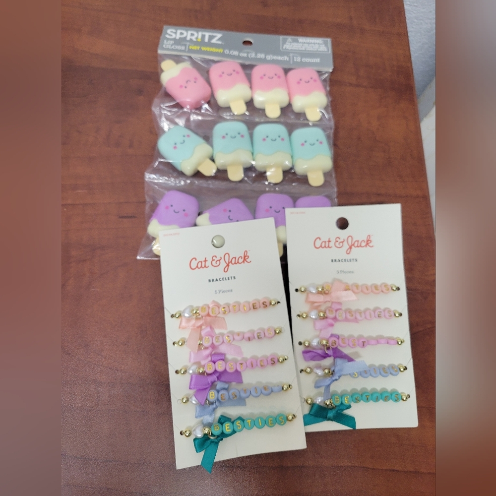 Cat & Jack Kids Bracelet Set And Spritz Lip Gloss Set Nwt